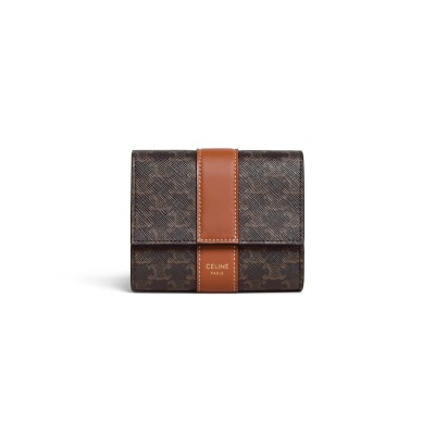 CELINE SMALL TRIFOLD WALLET IN TRIOMPHE CANVAS 0D572BZ9.04LU (10*9*2.5cm)